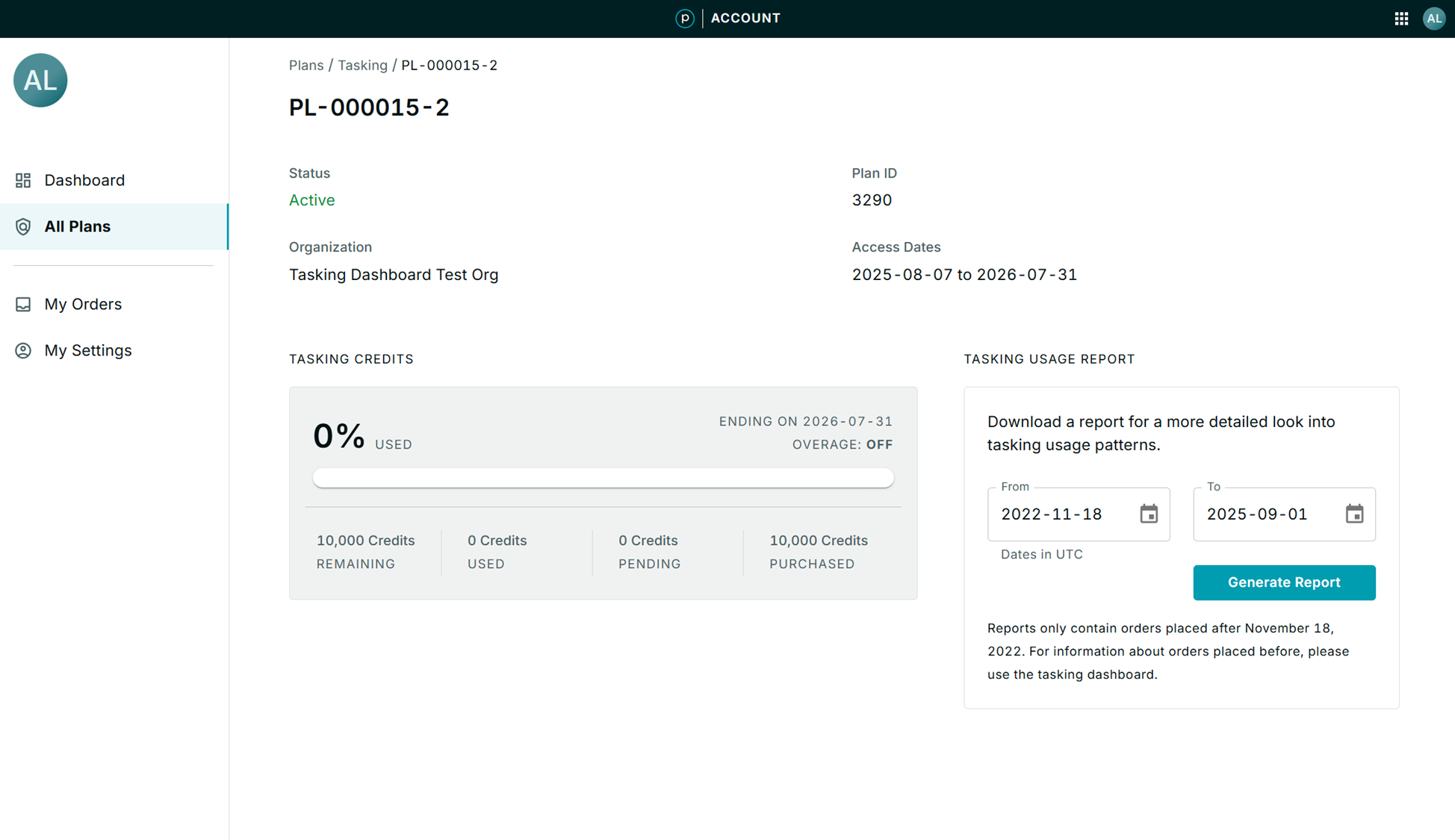 Accounts Quota Usage