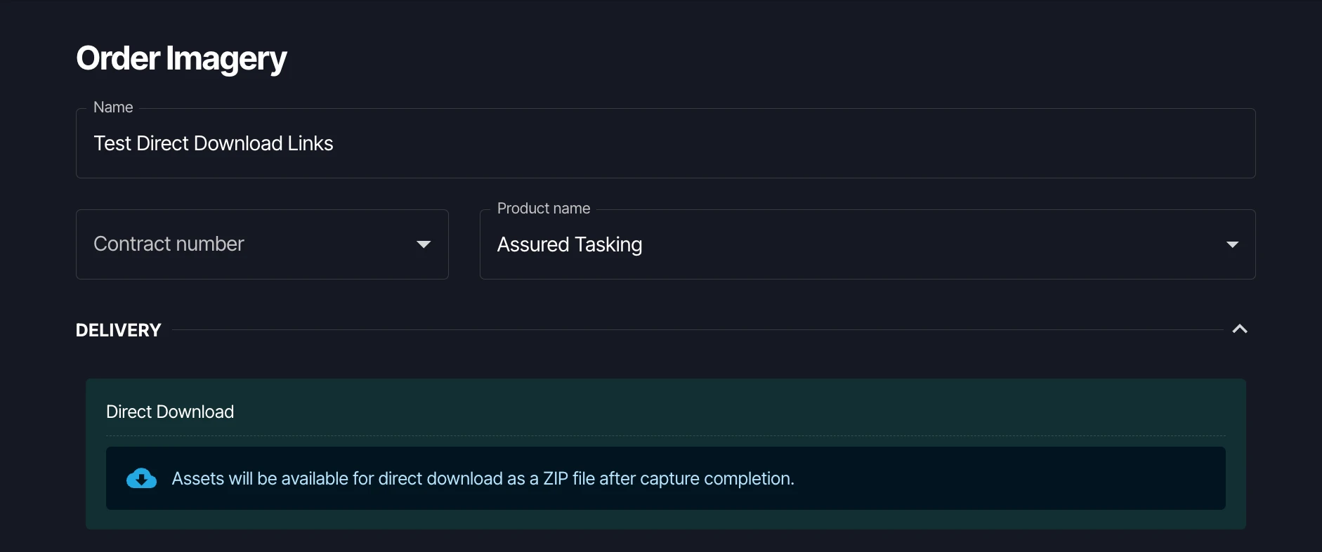Direct Download in the order form