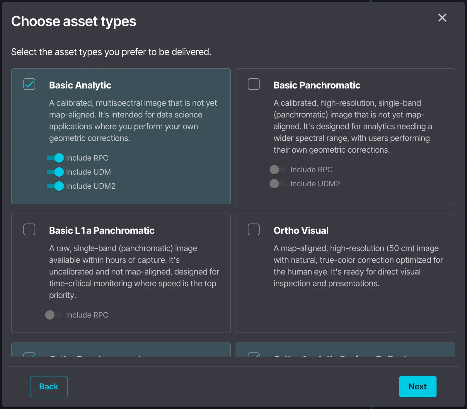 Redelivery asset type selection