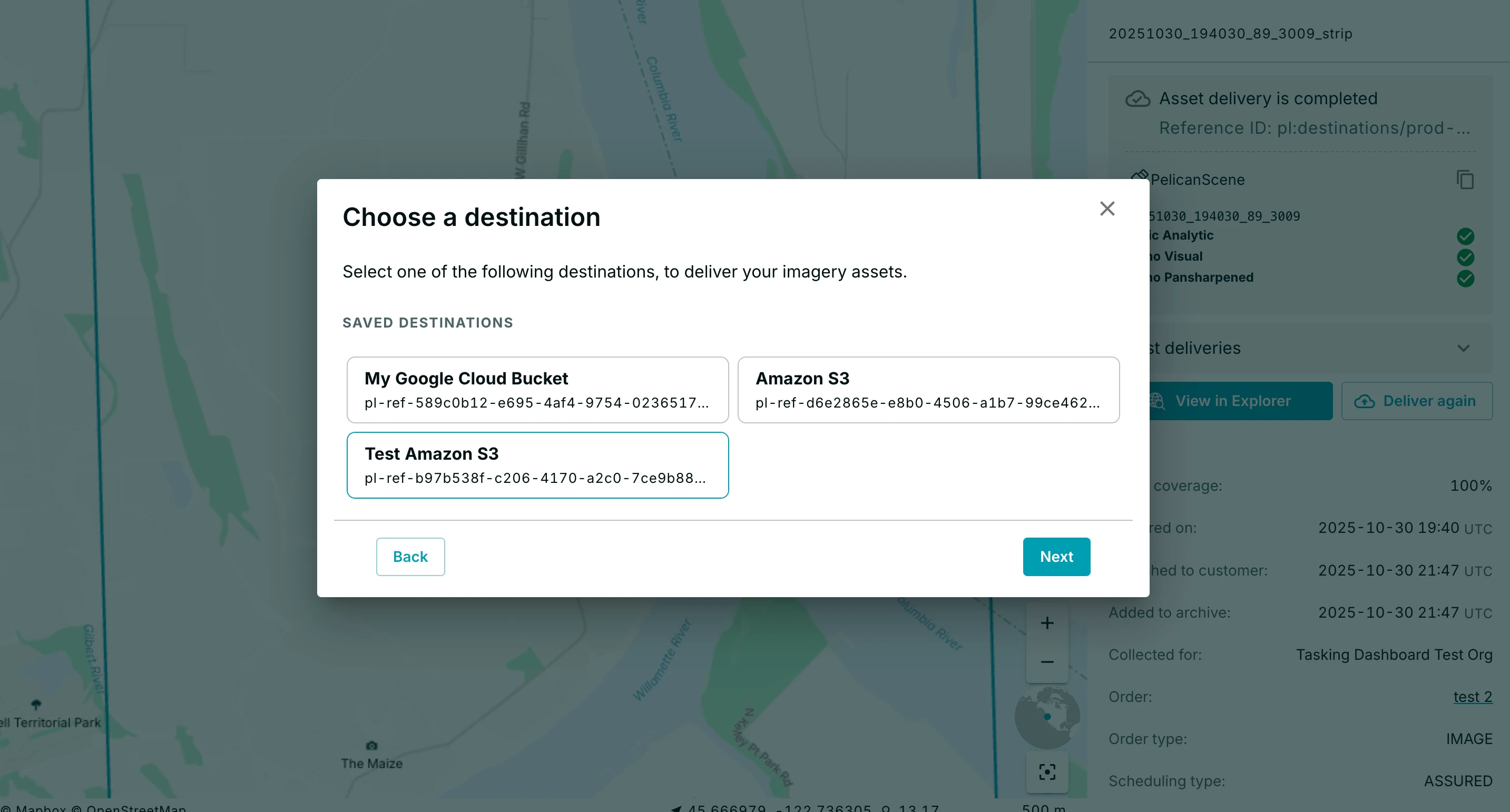 Redelivery destination selection