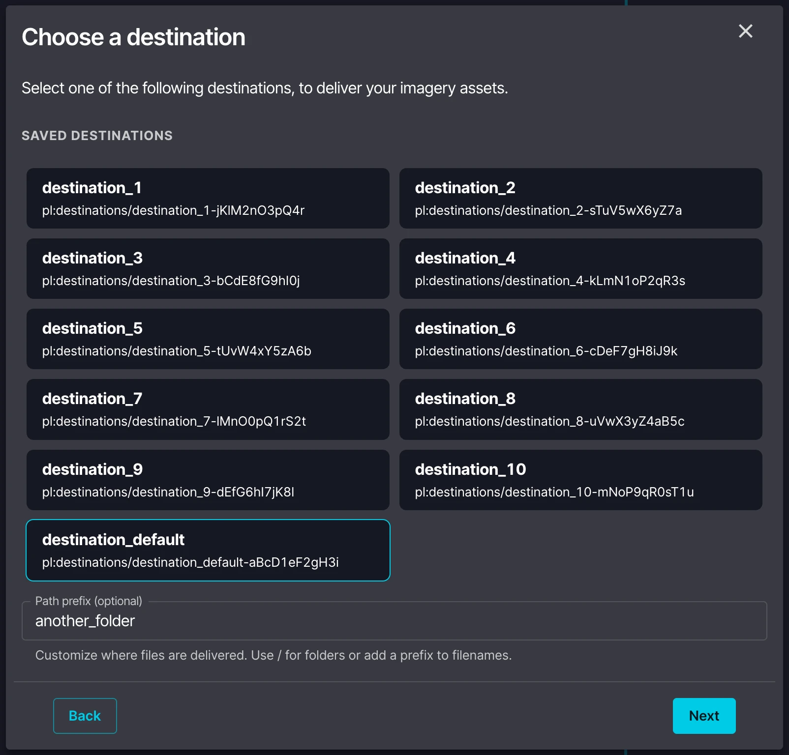Redelivery destination selection
