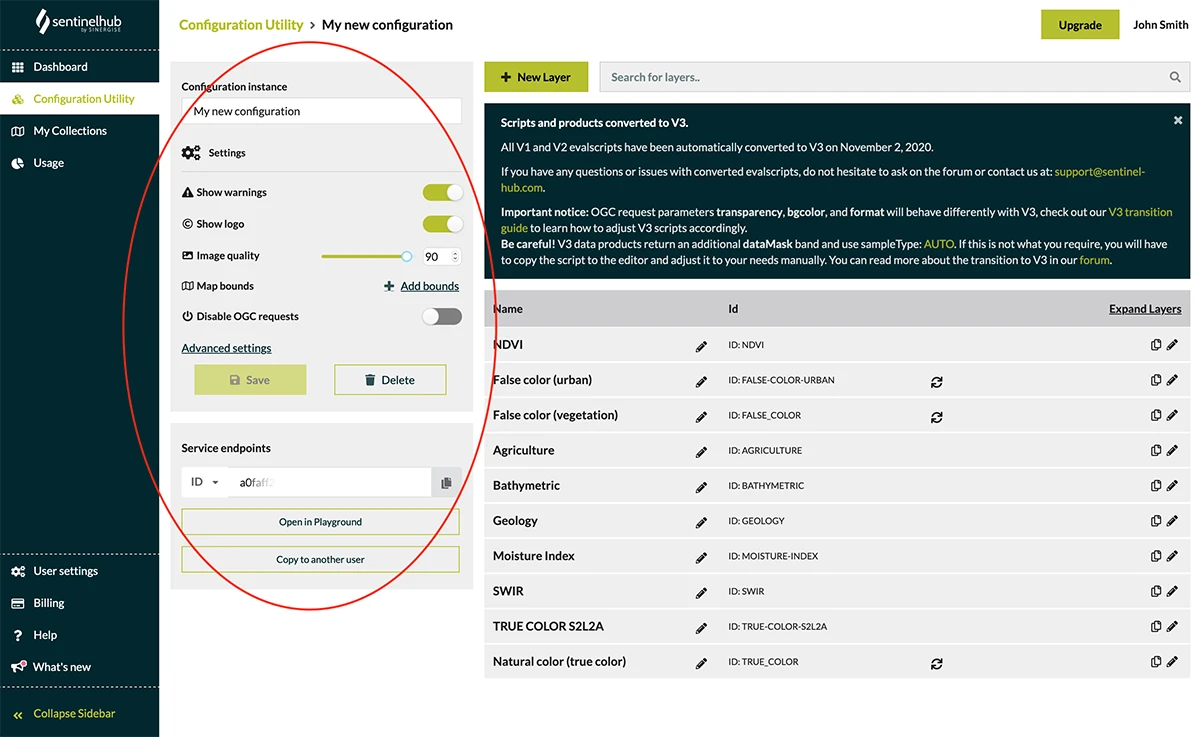 Configuration settings