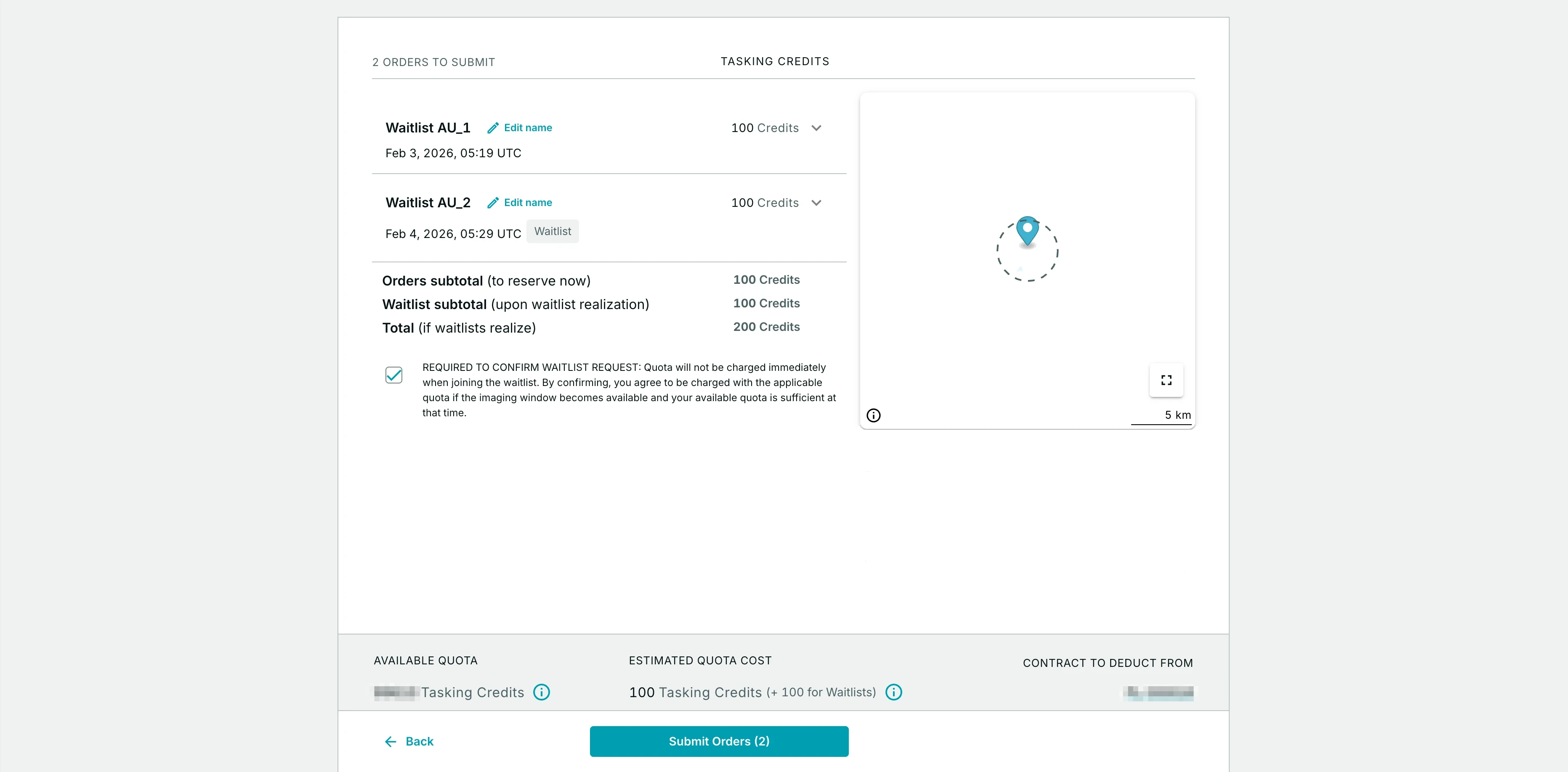 Price of waitlisting order