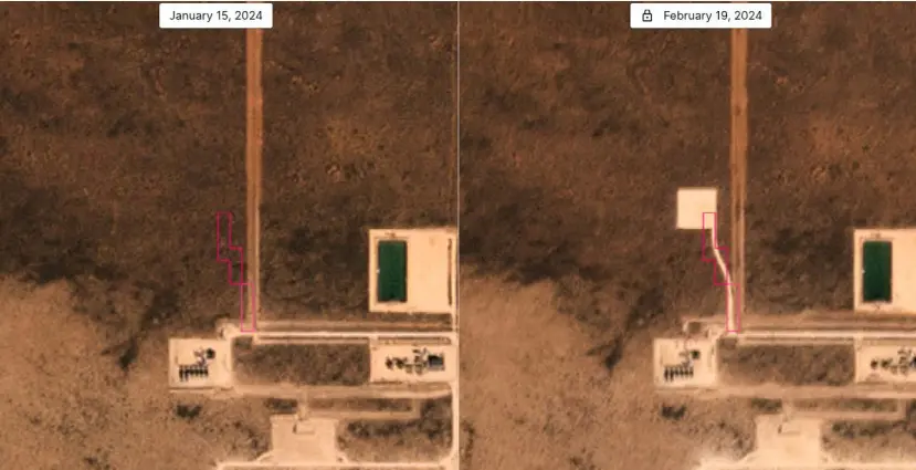 Example of road change detection
