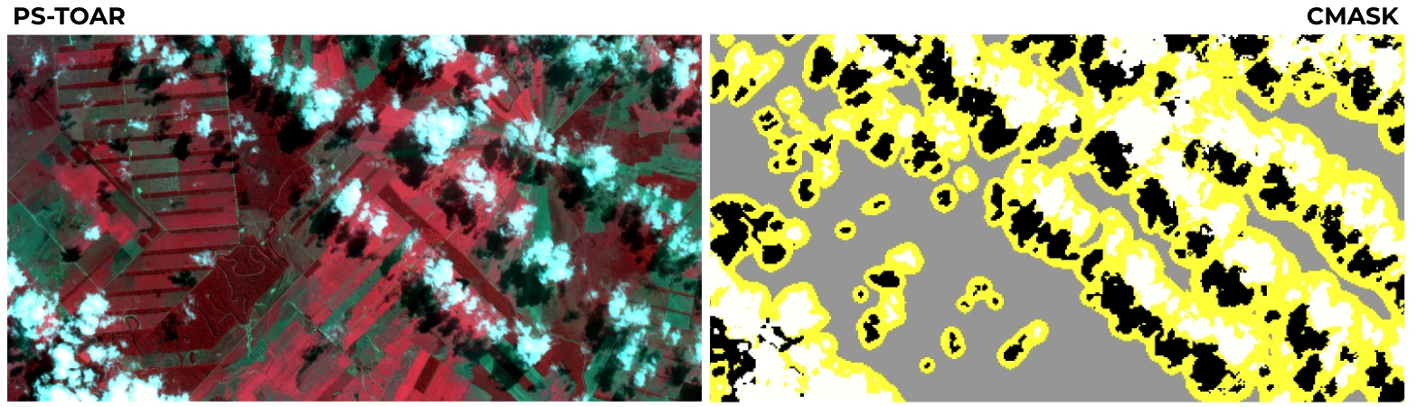 Figure 7: Example of ARPS cloud and cloud shadow detections over a region in Bolivia.