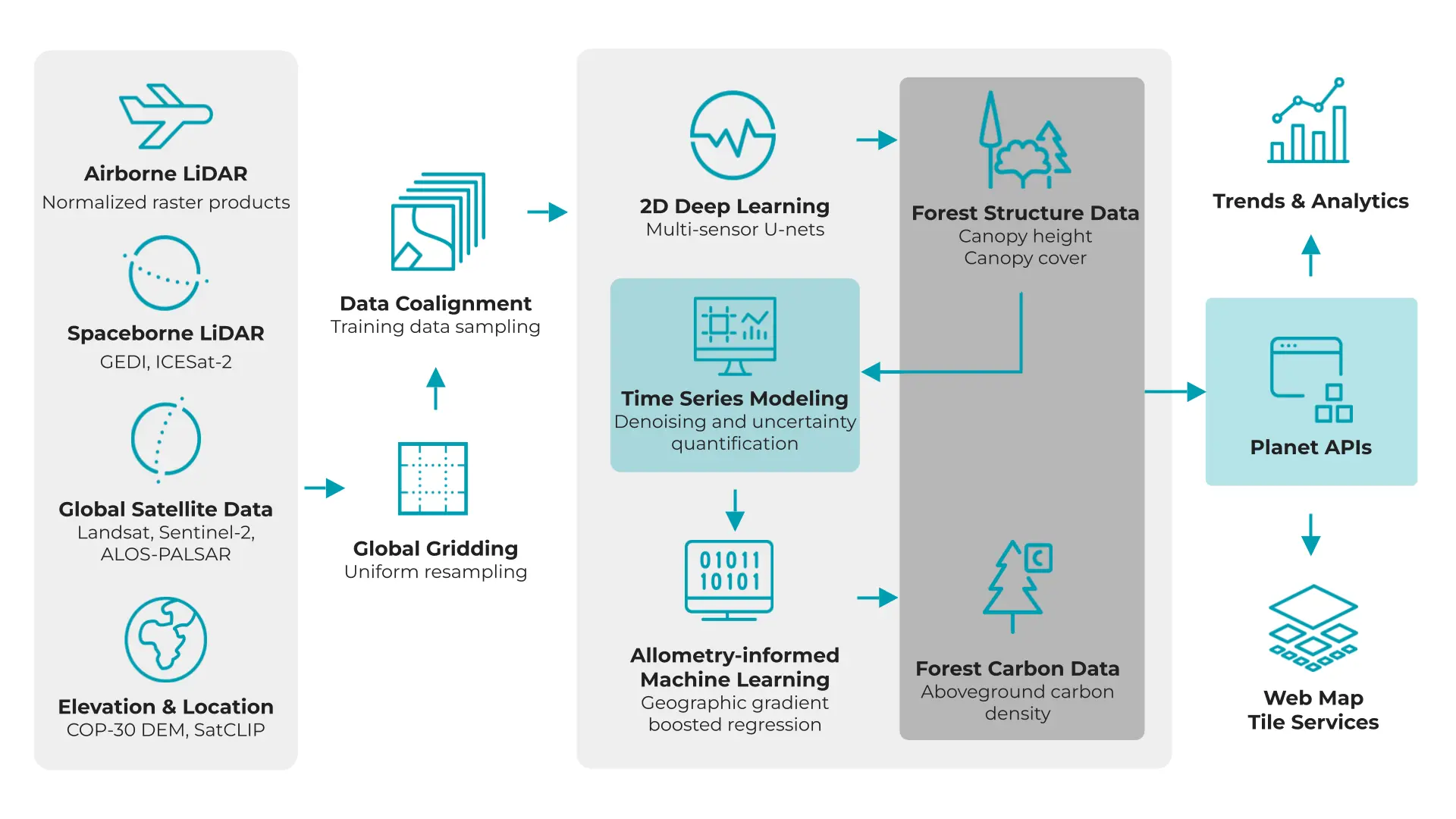 Figure 3: Workflow diagram for Forest Carbon Diligence illustrating the flow of data for delivery.
