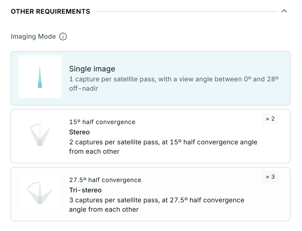 Order Requirements Selections