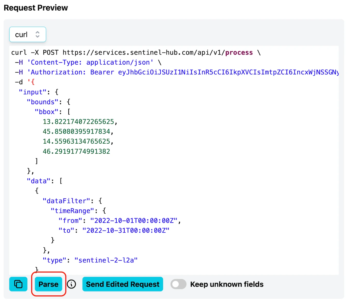 Parse Button in Request Builder