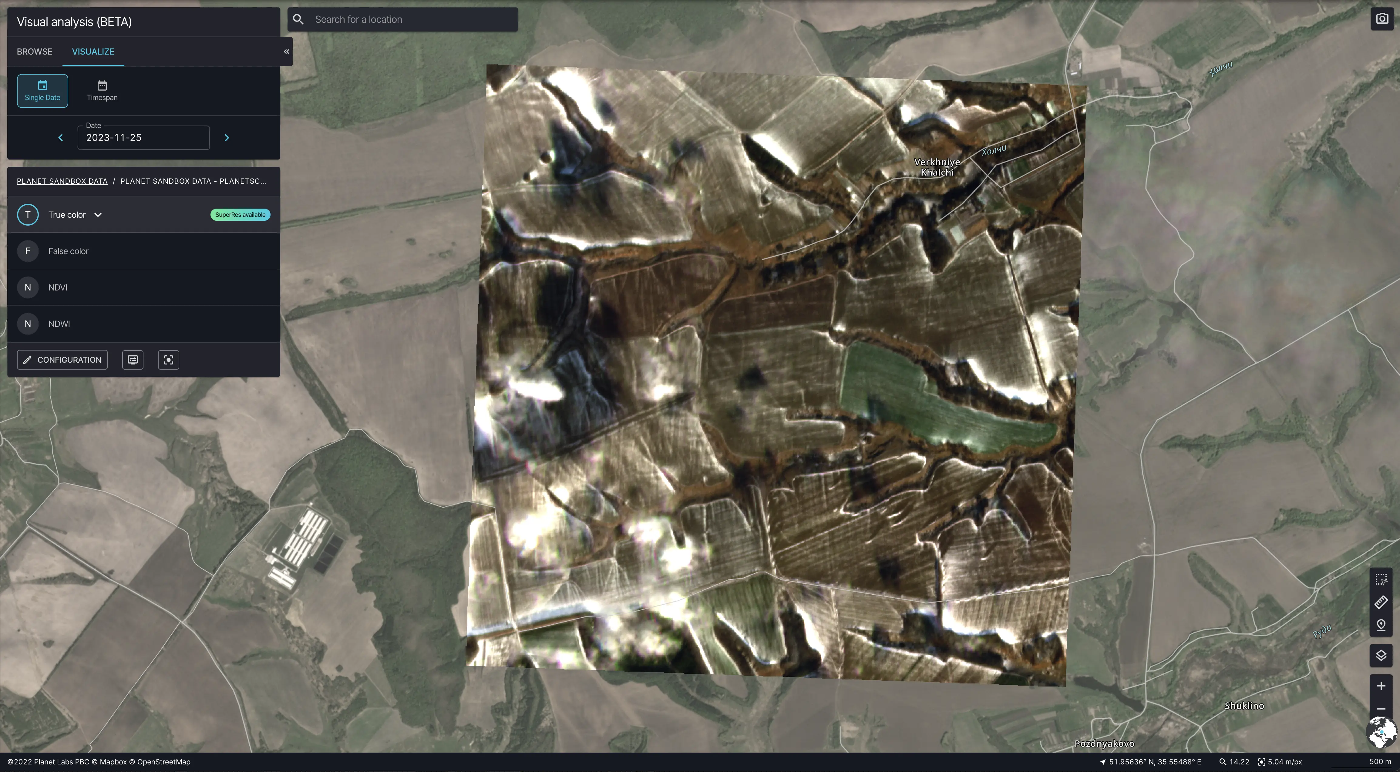 Visual Analysis left panel showing Visualization layer controls