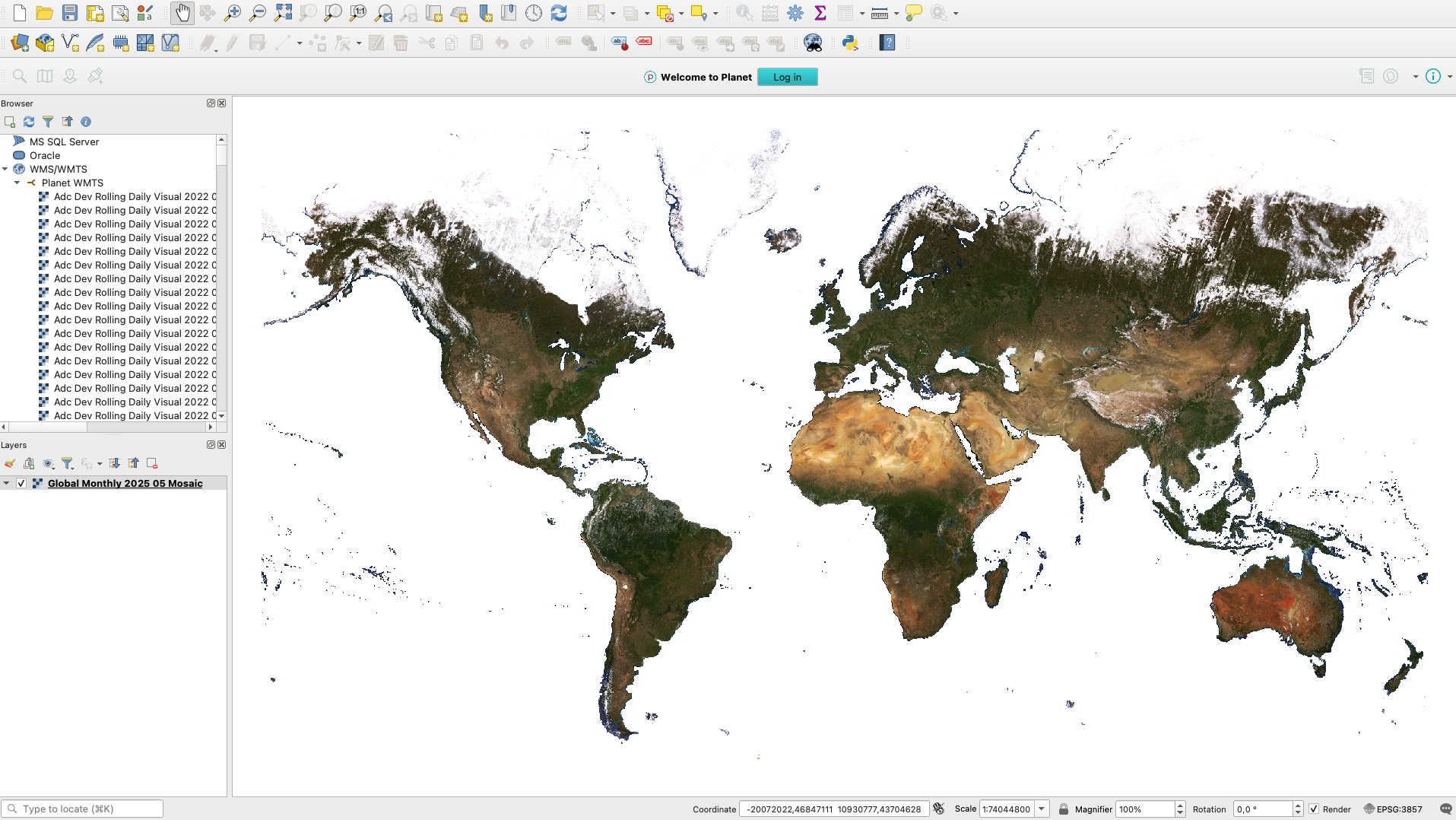 WMTS mosaic layer